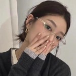 韩版纯欲风椭圆半框金属防蓝光平光镜女方圆脸高级感