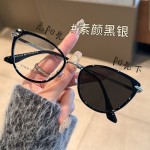 网红同款欧美风猫眼变色镜框女时尚轻奢防蓝光平光镜超轻