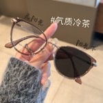 网红同款欧美风猫眼变色镜框女时尚轻奢防蓝光平光镜超轻