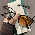 网红同款欧美风猫眼变色镜框女时尚轻奢防蓝光平光镜超轻