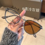 网红同款欧美风猫眼变色镜框女时尚轻奢防蓝光平光镜超轻