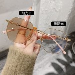 韩版大框变色眼镜女高颜值防蓝光眼镜女修颜多边形镜框