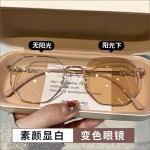 韩版大框变色眼镜女高颜值防蓝光眼镜女修颜多边形镜框