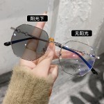 韩版大框变色眼镜女高颜值防蓝光眼镜女修颜多边形镜框