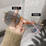 韩版大框变色眼镜女高颜值防蓝光眼镜女修颜多边形镜框
