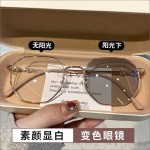 韩版大框变色眼镜女高颜值防蓝光眼镜女修颜多边形镜框