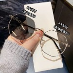 韩版大框变色眼镜女高颜值防蓝光眼镜女修颜多边形镜框