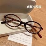网红爆款豹纹椭圆框架防蓝光平光眼镜素颜显瘦眼镜框女款