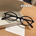 网红爆款豹纹椭圆框架防蓝光平光眼镜素颜显瘦眼镜框女款