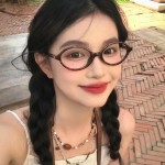 网红爆款豹纹椭圆框架防蓝光平光眼镜素颜显瘦眼镜框女款