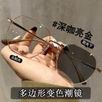 时尚男女款成品平光度数潮流大框眼镜框架感光变色片舒适轻便