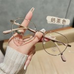 文艺小圆框金丝眼睛镜架韩系显白奶茶色眼镜框女素颜