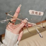 文艺小圆框金丝眼睛镜架韩系显白奶茶色眼镜框女素颜