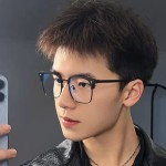 男款半框斯文优雅眼镜学生眼镜框平光镜理工防蓝光