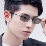 商务感光变色近视眼镜男士半框超轻可配度数防紫外线防护眼睛框潮