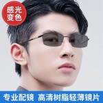 商务感光变色近视眼镜男士半框超轻可配度数防紫外线防护眼睛框潮