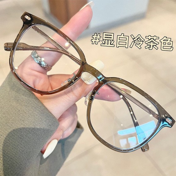 超轻冷茶色眼镜框女硅胶鼻托数素颜方框眼镜架M8045