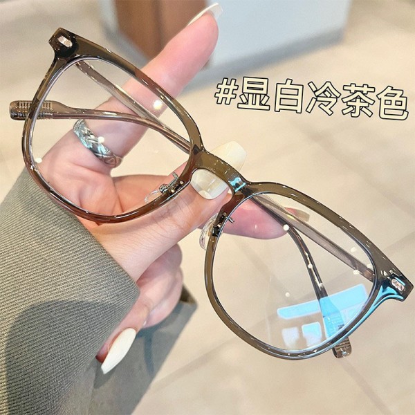 超轻冷茶色眼镜框女硅胶鼻托数素颜方框眼镜架M8045