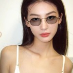 感光变色镜椭圆眼镜防蓝光复古金属素颜纯欲风