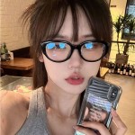 新款高级感美式复古眼镜高清防蓝光女士平光镜韩版