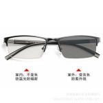 金属半框变色眼镜男眼镜户外驾驶防蓝光护目平光镜眼镜