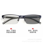 金属半框变色眼镜男眼镜户外驾驶防蓝光护目平光镜眼镜