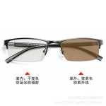 金属半框变色眼镜男眼镜户外驾驶防蓝光护目平光镜眼镜