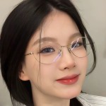 新款金属框架猫眼眼镜女款高级感商务风防蓝光平光镜