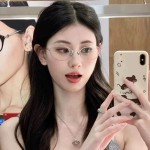 新款金属框架猫眼眼镜女款高级感商务风防蓝光平光镜