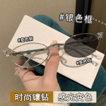 镶钻椭圆金属眼镜框变色小框眼镜架高级感素颜
