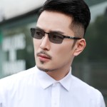 感光变色近视眼镜男士商务经典防雾防蓝光紫外线半框眼镜框架批发