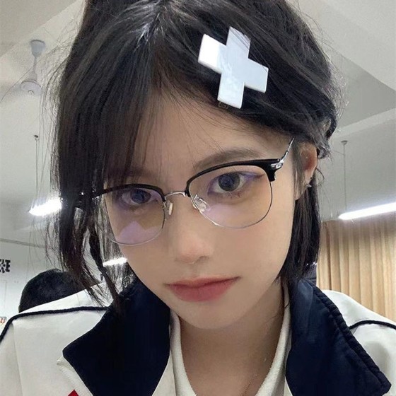 斯文败类眼镜女框架眉毛半框防蓝光学生潮流平光镜