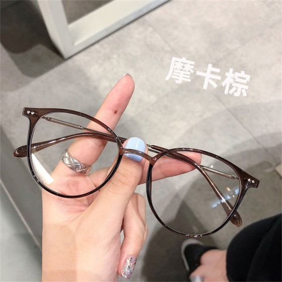 摩卡棕色眼镜ins镜框女生防蓝光风抖音爆款平光眼镜