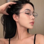 中古味超轻椭圆小框眼镜女高级感复古素颜平光镜框潮