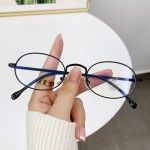 中古味超轻椭圆小框眼镜女高级感复古素颜平光镜框潮