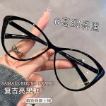 新款茶色猫眼框眼镜女防蓝光素颜显瘦眼镜平光镜架
