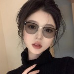 韩版半框变色眼镜女网红同款时尚百搭素颜眼镜防蓝光复古