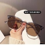 韩版半框变色眼镜女网红同款时尚百搭素颜眼镜防蓝光复古