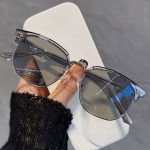 韩版半框变色眼镜女网红同款时尚百搭素颜眼镜防蓝光复古