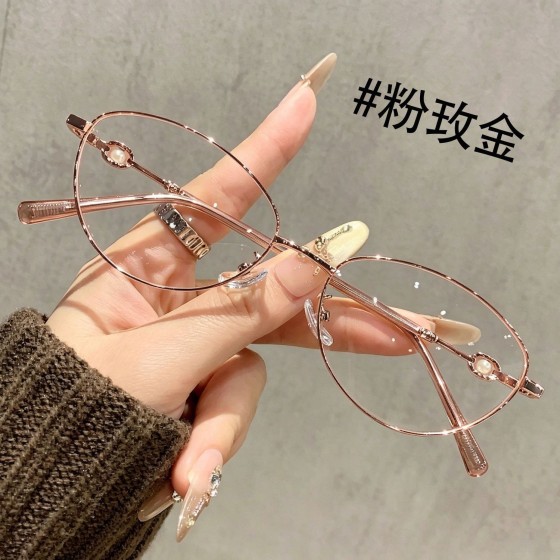 ins复古猫眼镜时尚显年轻平光镜女防蓝光素颜眼镜框