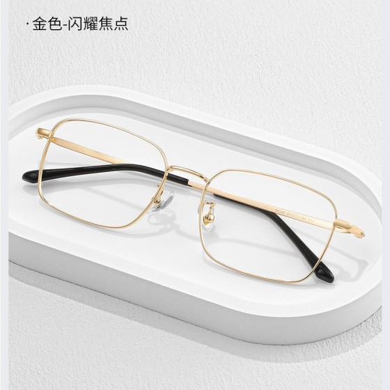 男士金丝方框高级感防蓝光眼镜商务框架配度数眼睛框女