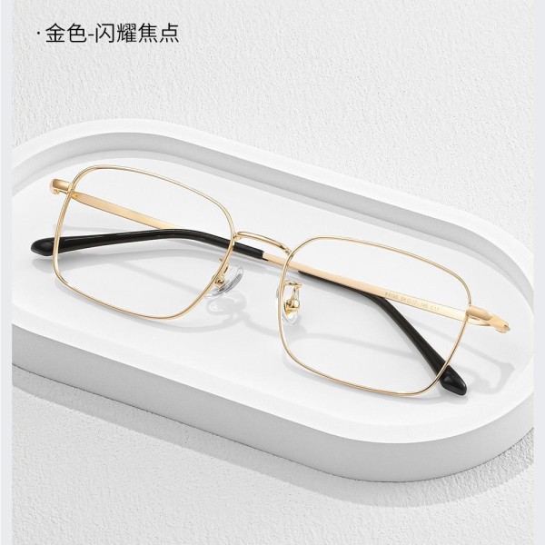 男士金丝方框高级感防蓝光眼镜商务框架配度数眼睛框女