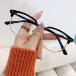 痞帅复古半框眼镜框男网红韩系方圆脸显瘦纯欲眼镜架女素颜镜