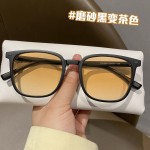 防蓝光眼镜批发黑框素颜神器A感光变色眼鏡平光眼睛框架男款