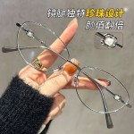 新款金丝猫眼眼镜框男女高知感椭圆框素颜眼镜架