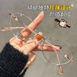 新款金丝猫眼眼镜框男女高知感椭圆框素颜眼镜架