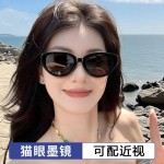 复古猫眼墨镜女款可配度数近视镜高级感防紫外线显瘦防晒太阳眼镜