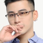变色金属半框眼镜男商务防蓝光变色平光镜户外驾驶遮阳眼镜框