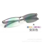 变色金属半框眼镜男商务防蓝光变色平光镜户外驾驶遮阳眼镜框
