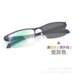 变色金属半框眼镜男商务防蓝光变色平光镜户外驾驶遮阳眼镜框